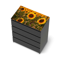 Möbelfolie Sunflowers - IKEA Malm Kommode 4 Schubladen [oben] - schwarz