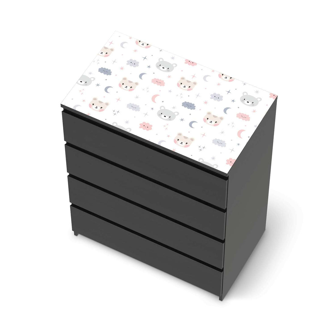 Möbelfolie Sweet Dreams - IKEA Malm Kommode 4 Schubladen [oben] - schwarz