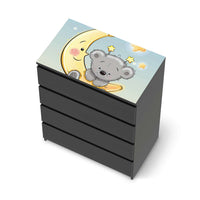 Möbelfolie Teddy und Mond - IKEA Malm Kommode 4 Schubladen [oben] - schwarz