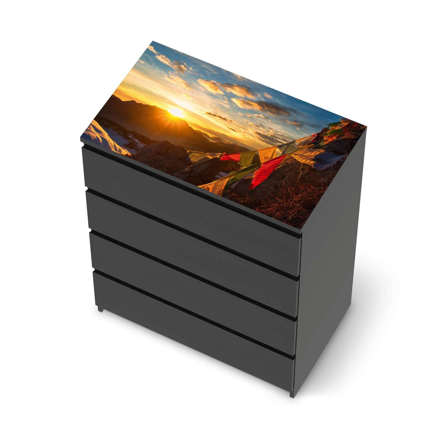 Möbelfolie Tibet - IKEA Malm Kommode 4 Schubladen [oben] - schwarz