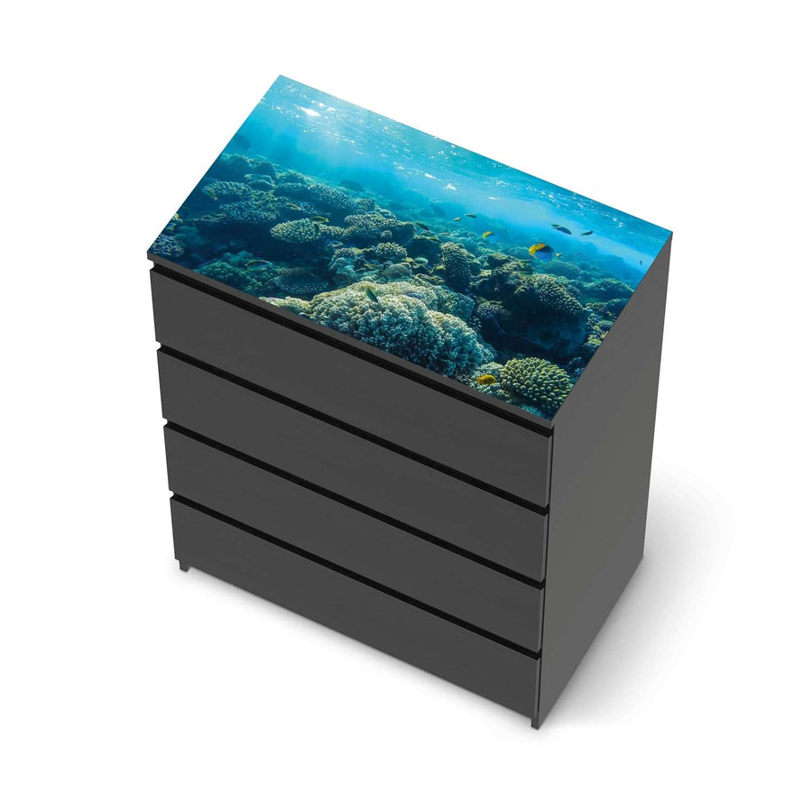 Möbelfolie Underwater World - IKEA Malm Kommode 4 Schubladen [oben] - schwarz
