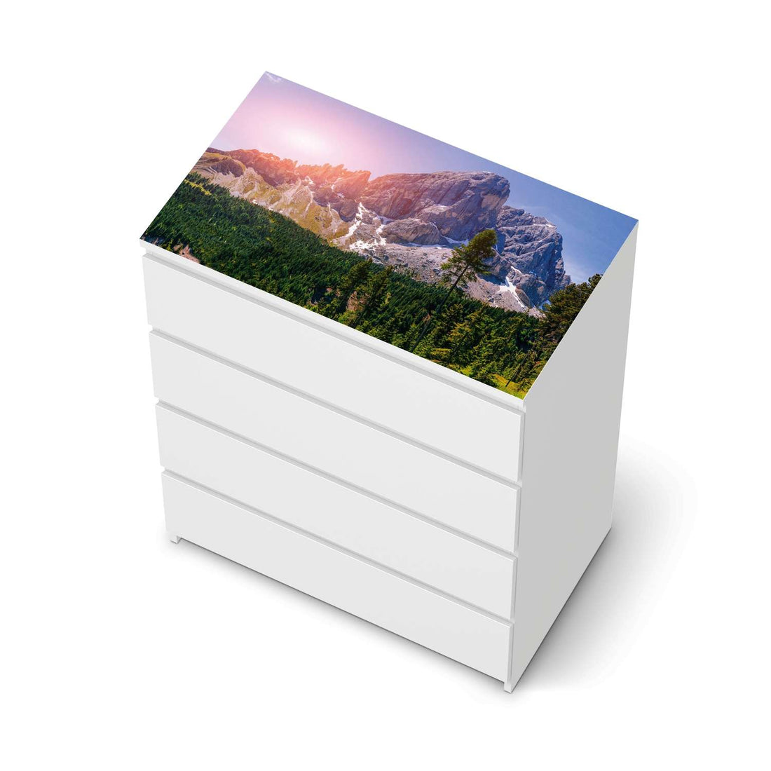 Möbelfolie Alpenblick - IKEA Malm Kommode 4 Schubladen [oben] - weiss