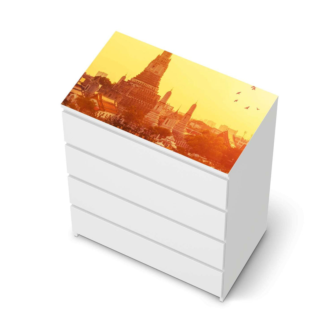 Möbelfolie Bangkok Sunset - IKEA Malm Kommode 4 Schubladen [oben] - weiss