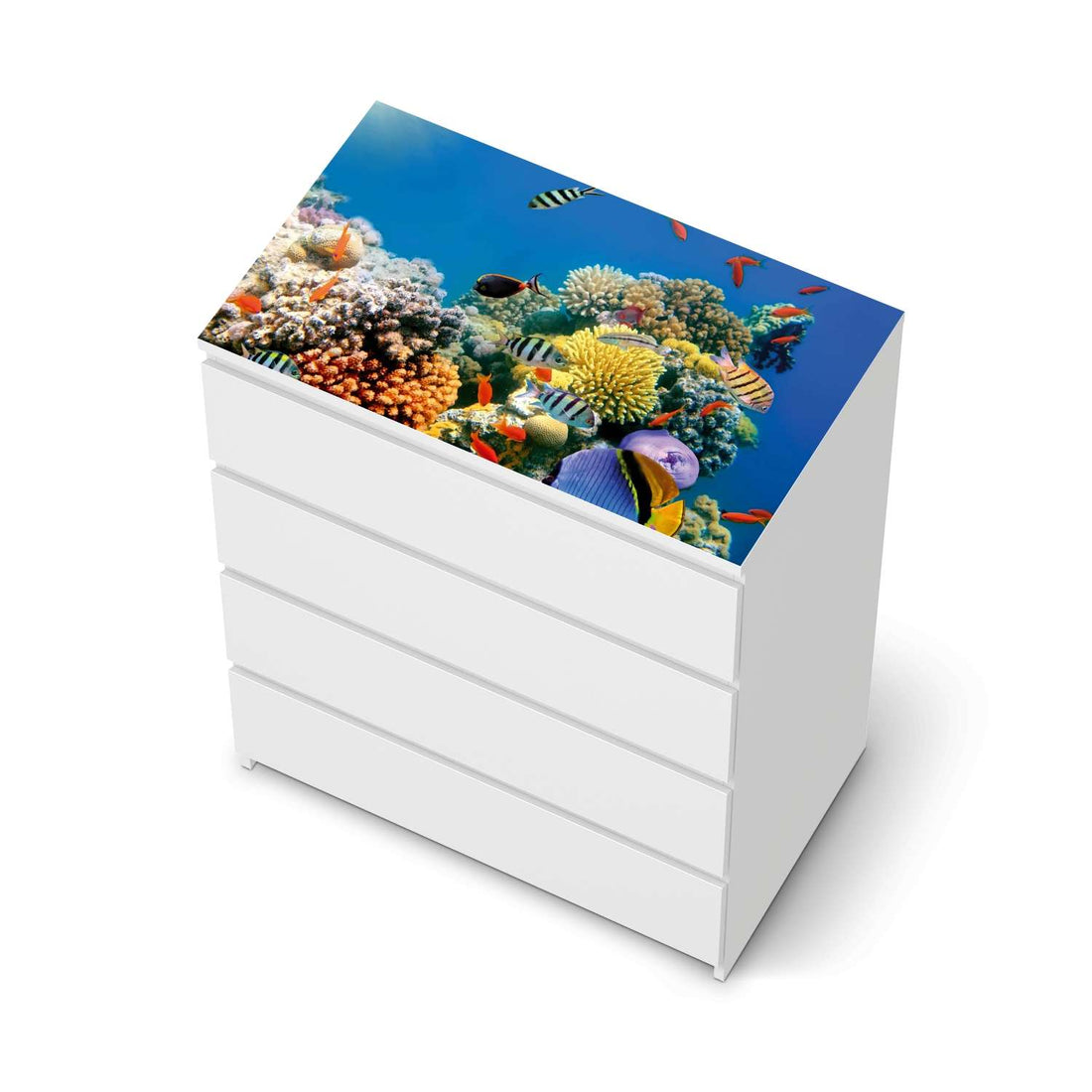 Möbelfolie Coral Reef - IKEA Malm Kommode 4 Schubladen [oben] - weiss