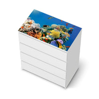 Möbelfolie Coral Reef - IKEA Malm Kommode 4 Schubladen [oben] - weiss