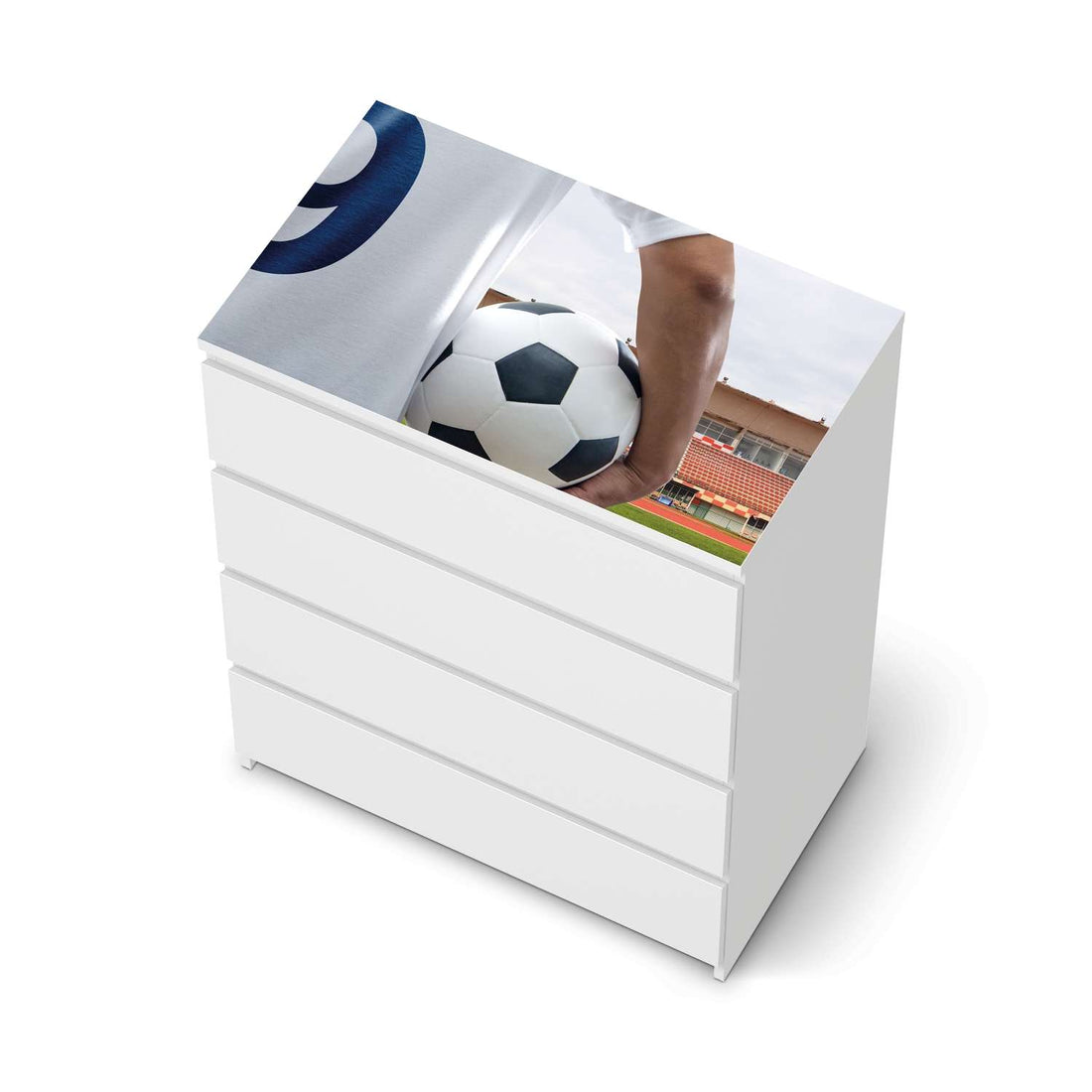 Möbelfolie Footballmania - IKEA Malm Kommode 4 Schubladen [oben] - weiss