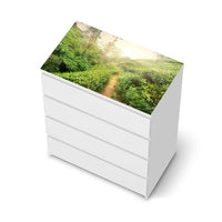 Möbelfolie Green Tea Fields - IKEA Malm Kommode 4 Schubladen [oben] - weiss
