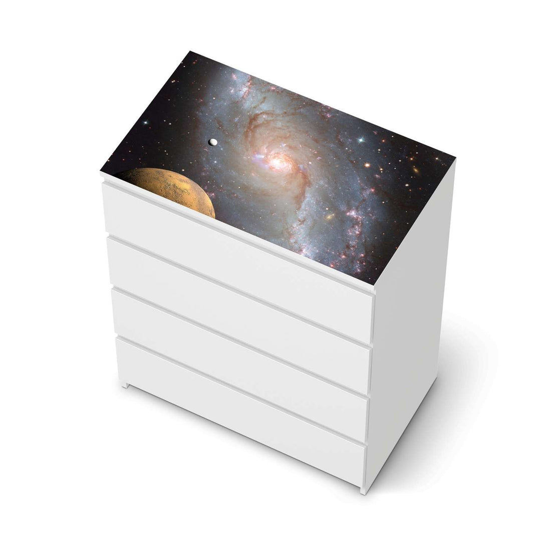 Möbelfolie Milky Way - IKEA Malm Kommode 4 Schubladen [oben] - weiss