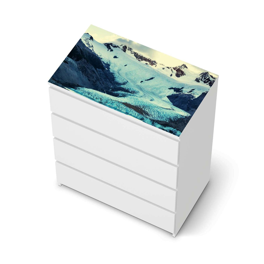 Möbelfolie Patagonia - IKEA Malm Kommode 4 Schubladen [oben] - weiss