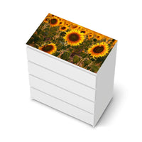 Möbelfolie Sunflowers - IKEA Malm Kommode 4 Schubladen [oben] - weiss