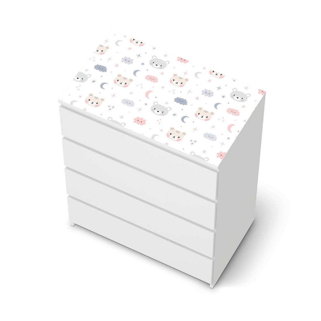 Möbelfolie Sweet Dreams - IKEA Malm Kommode 4 Schubladen [oben] - weiss