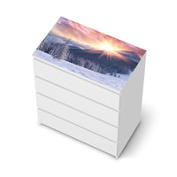 Möbelfolie Zauberhafte Winterlandschaft - IKEA Malm Kommode 4 Schubladen [oben] - weiss