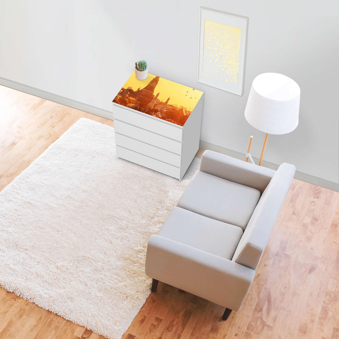 Möbelfolie Bangkok Sunset - IKEA Malm Kommode 4 Schubladen [oben] - Wohnzimmer