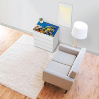 Möbelfolie Coral Reef - IKEA Malm Kommode 4 Schubladen [oben] - Wohnzimmer