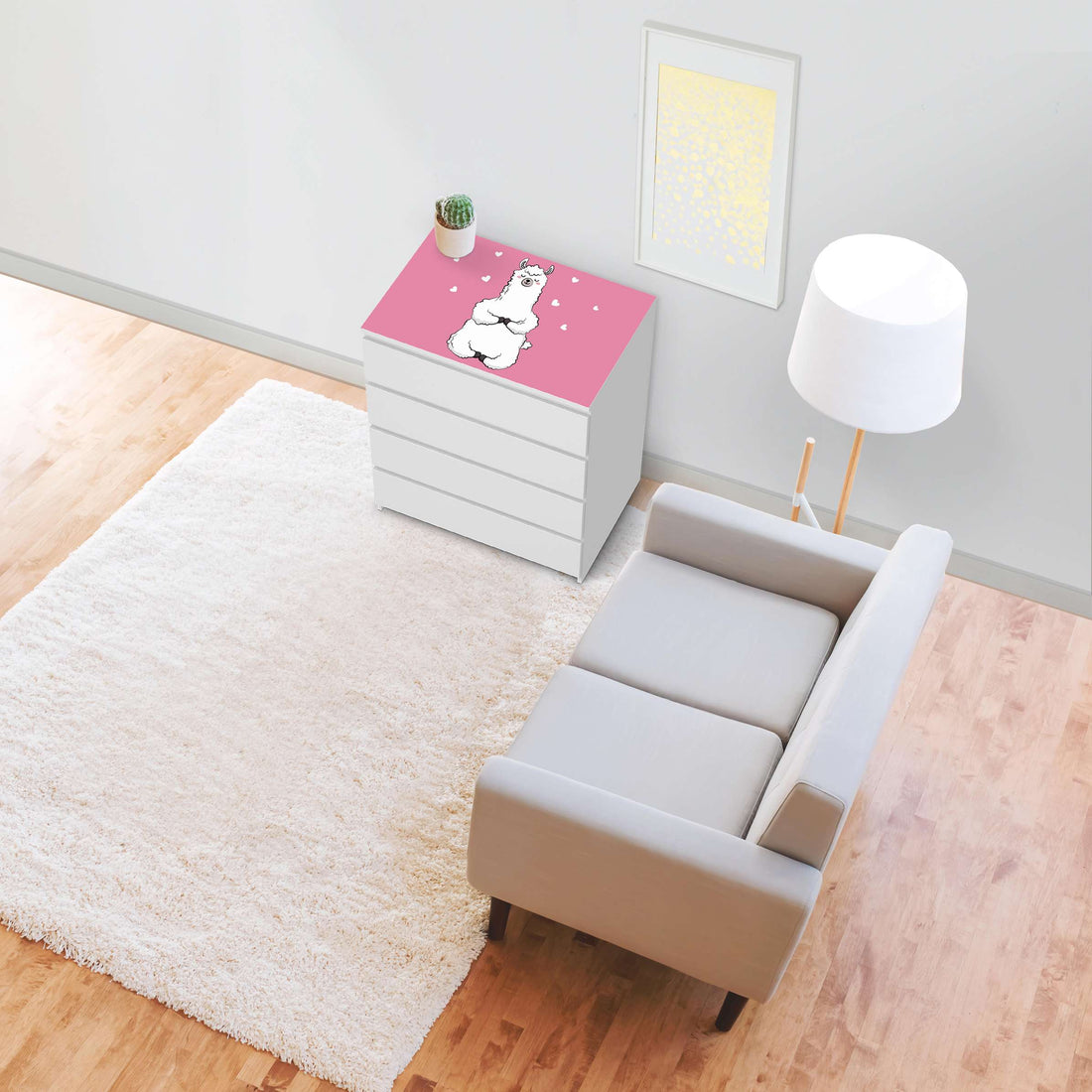 Möbelfolie Dalai Llama - IKEA Malm Kommode 4 Schubladen [oben] - Wohnzimmer