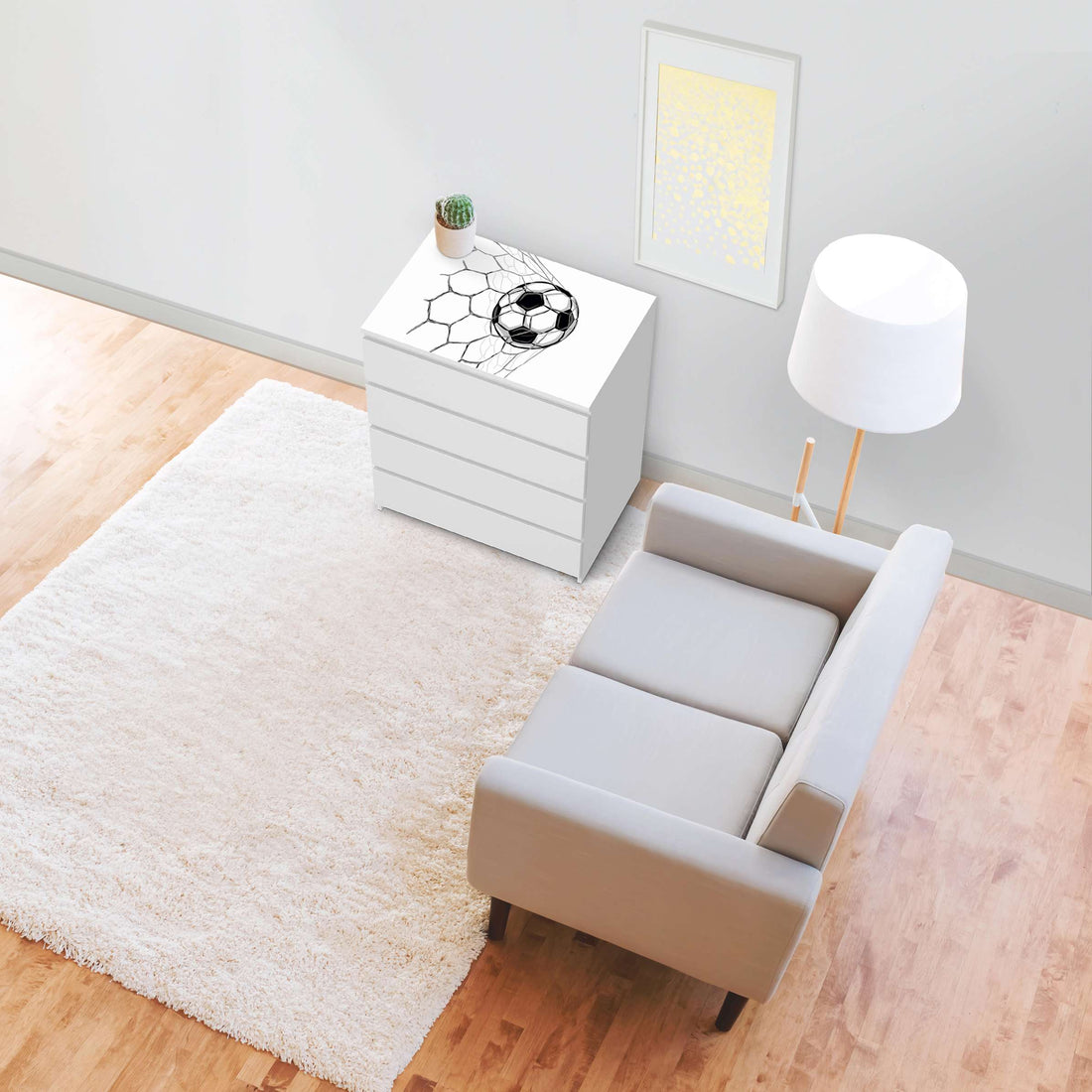 Möbelfolie Eingenetzt - IKEA Malm Kommode 4 Schubladen [oben] - Wohnzimmer