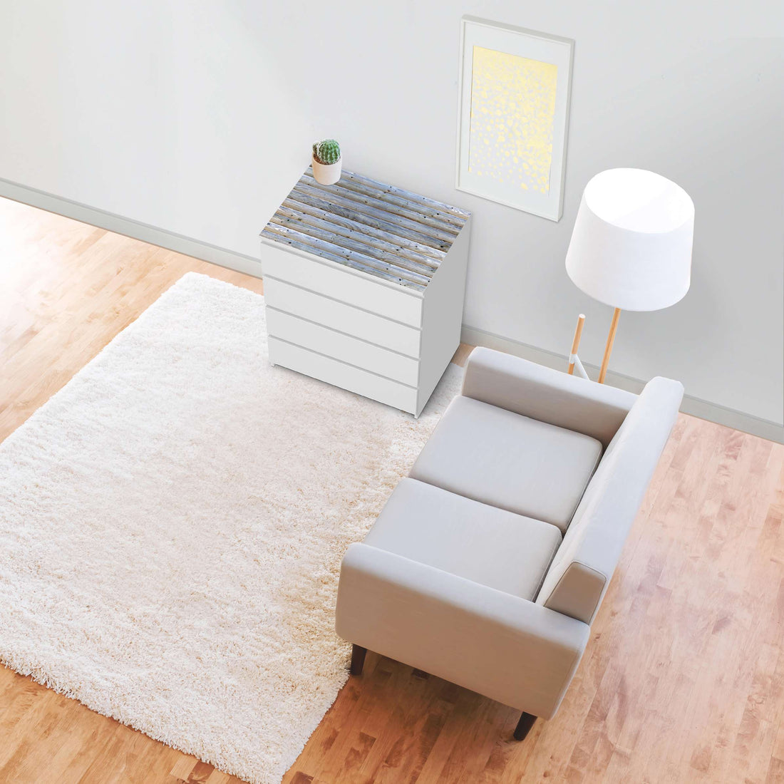 Möbelfolie Greyhound - IKEA Malm Kommode 4 Schubladen [oben] - Wohnzimmer