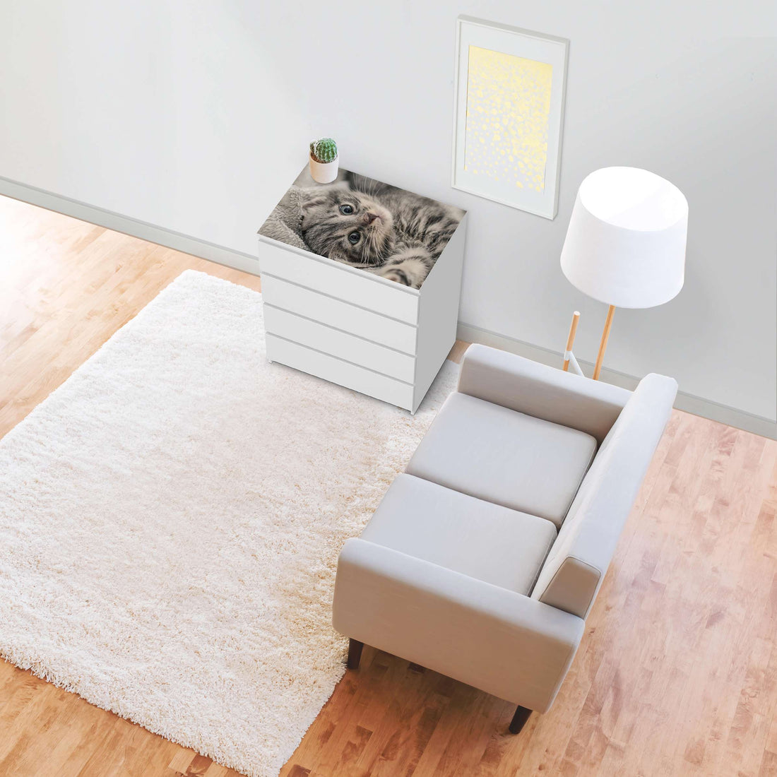 Möbelfolie Kitty the Cat - IKEA Malm Kommode 4 Schubladen [oben] - Wohnzimmer