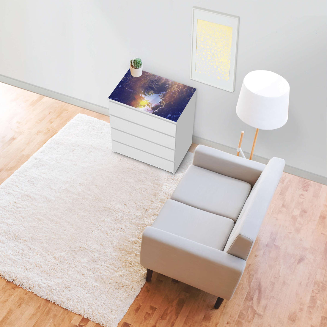 Möbelfolie Lichtflut - IKEA Malm Kommode 4 Schubladen [oben] - Wohnzimmer