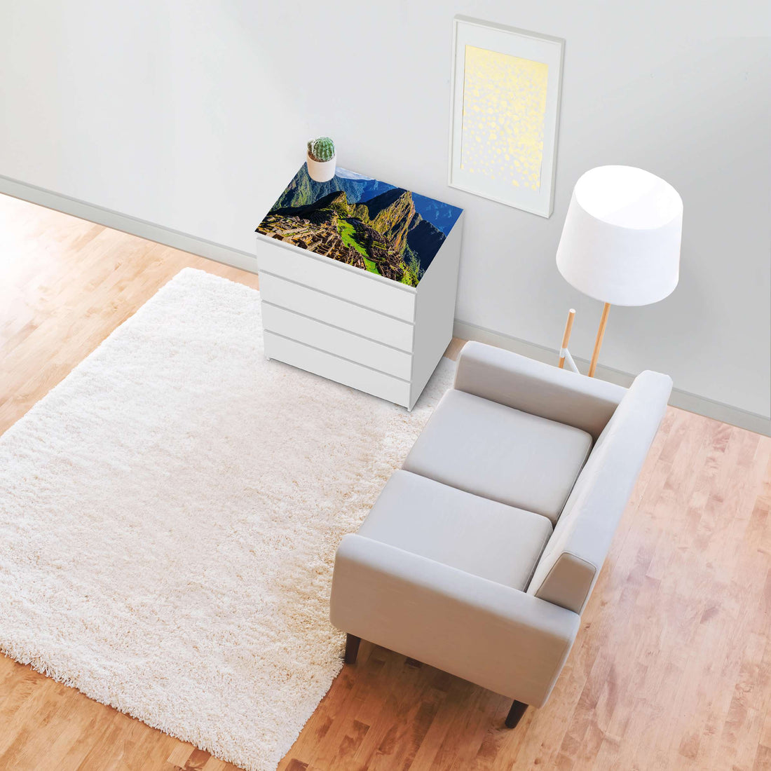 Möbelfolie Machu Picchu - IKEA Malm Kommode 4 Schubladen [oben] - Wohnzimmer