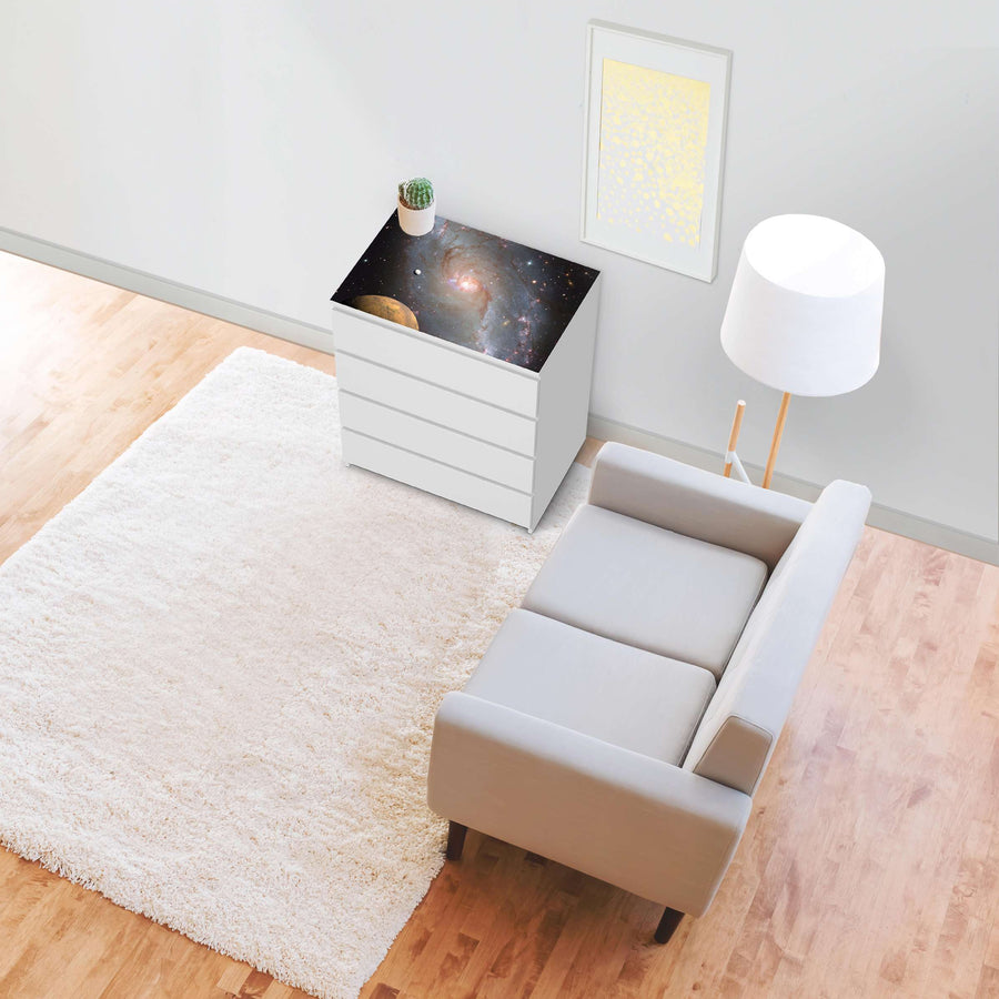 Möbelfolie Milky Way - IKEA Malm Kommode 4 Schubladen [oben] - Wohnzimmer