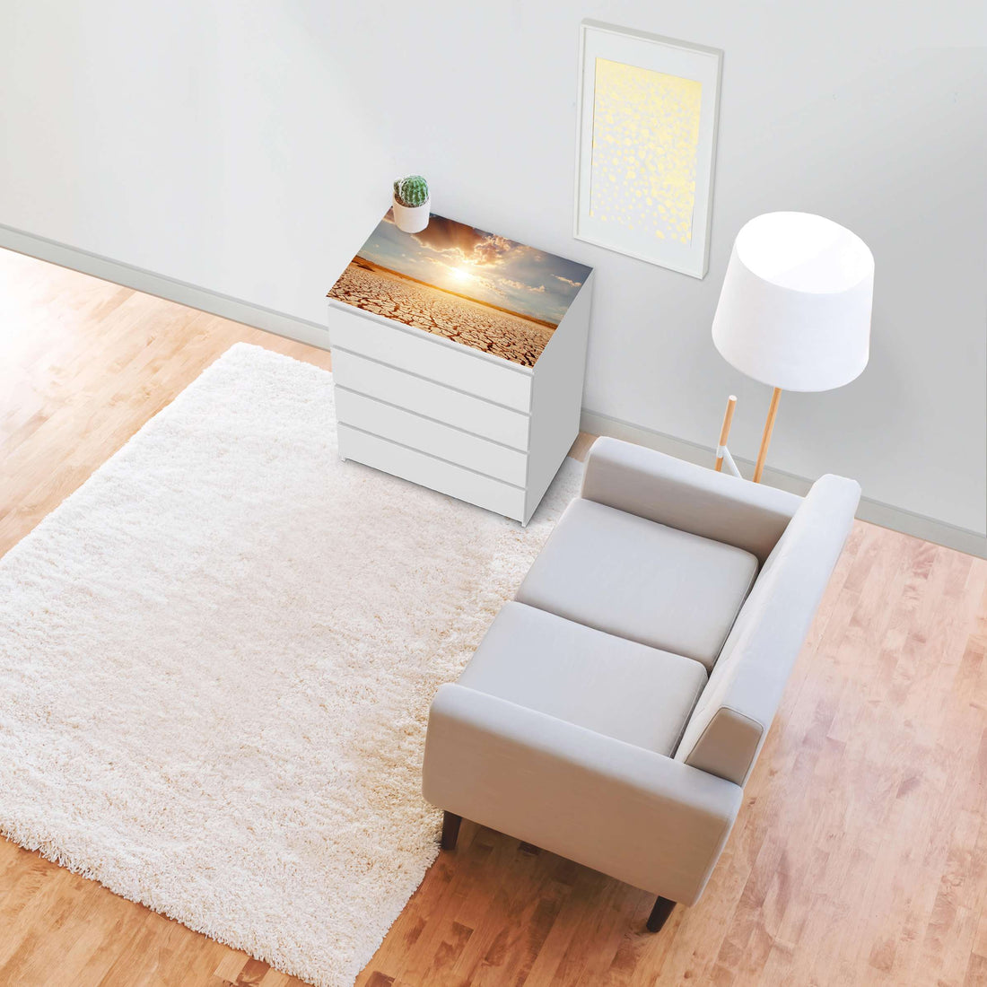 Möbelfolie Savanne - IKEA Malm Kommode 4 Schubladen [oben] - Wohnzimmer