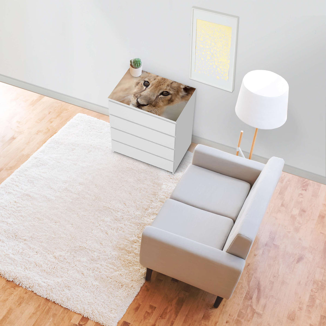 Möbelfolie Simba - IKEA Malm Kommode 4 Schubladen [oben] - Wohnzimmer