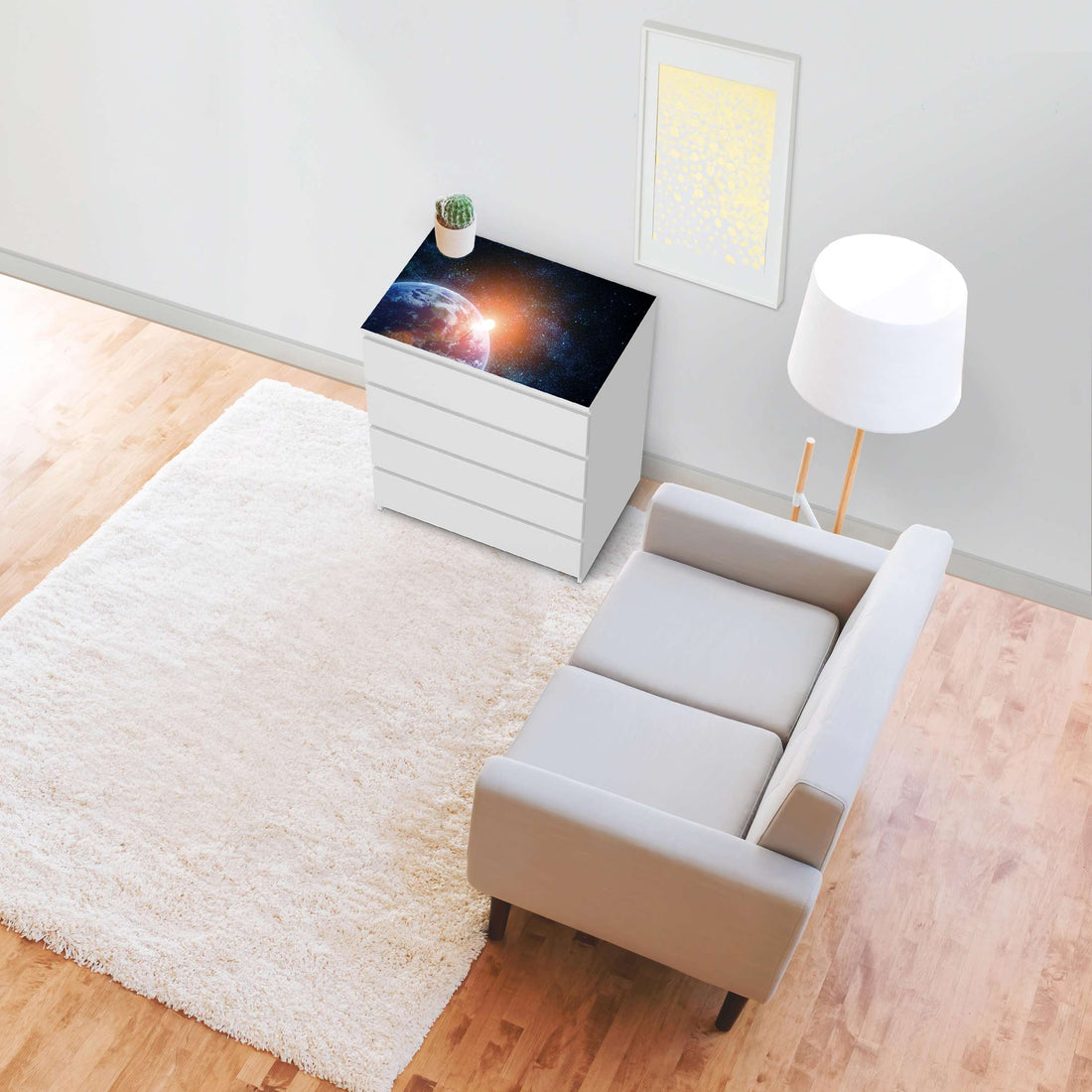 Möbelfolie Sunrise - IKEA Malm Kommode 4 Schubladen [oben] - Wohnzimmer