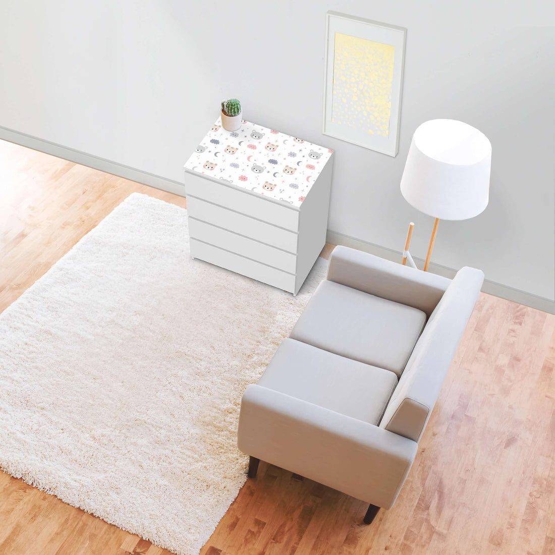 Möbelfolie Sweet Dreams - IKEA Malm Kommode 4 Schubladen [oben] - Wohnzimmer