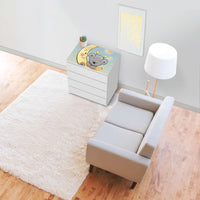 Möbelfolie Teddy und Mond - IKEA Malm Kommode 4 Schubladen [oben] - Wohnzimmer