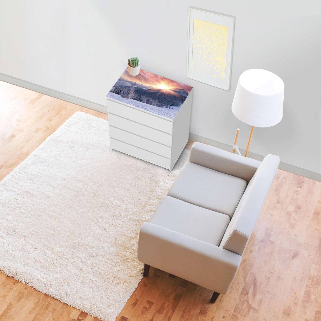 Möbelfolie Zauberhafte Winterlandschaft - IKEA Malm Kommode 4 Schubladen [oben] - Wohnzimmer