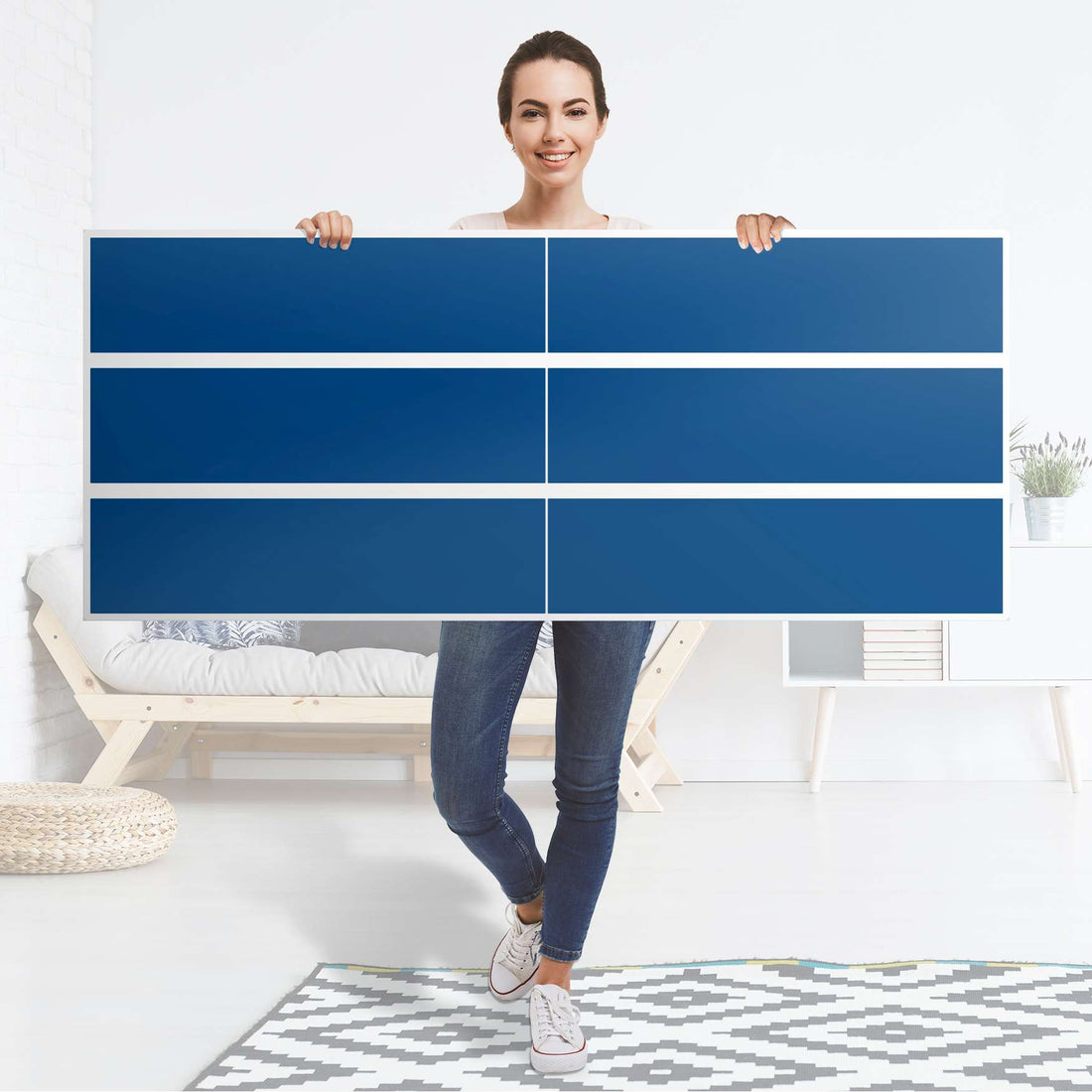 Möbelfolie Blau Dark - IKEA Malm Kommode 6 Schubladen (breit) - Folie