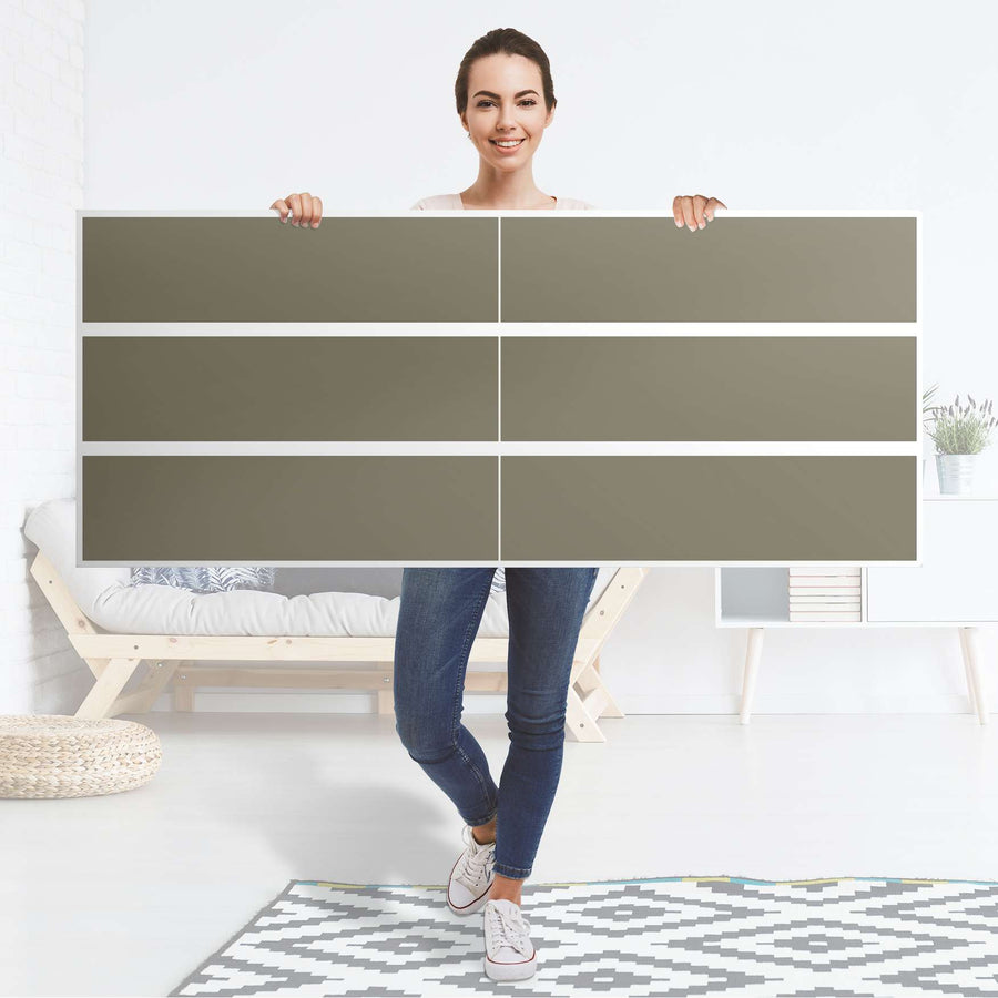 Möbelfolie Braungrau Light - IKEA Malm Kommode 6 Schubladen (breit) - Folie