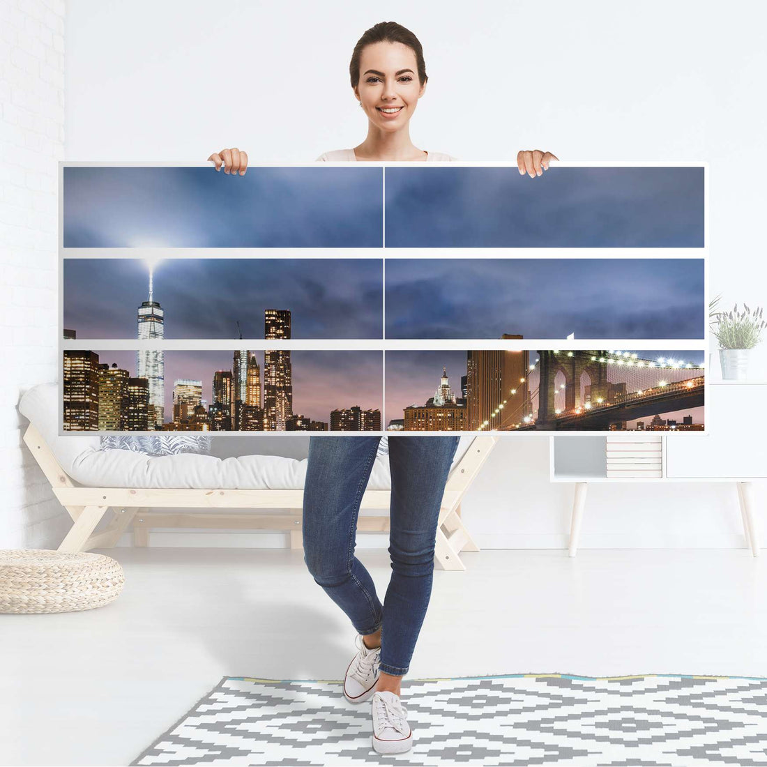 Möbelfolie Brooklyn Bridge - IKEA Malm Kommode 6 Schubladen (breit) - Folie