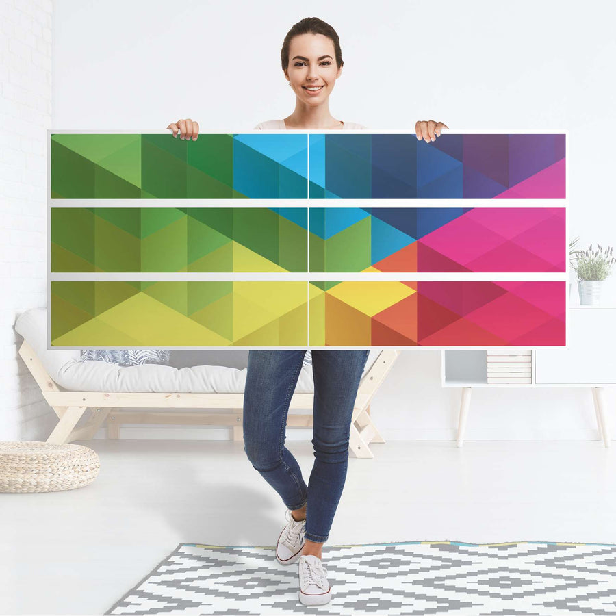 Möbelfolie Colored Cubes - IKEA Malm Kommode 6 Schubladen (breit) - Folie
