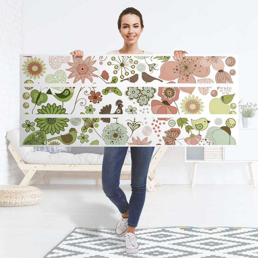 Möbelfolie Flower Pattern - IKEA Malm Kommode 6 Schubladen (breit) - Folie
