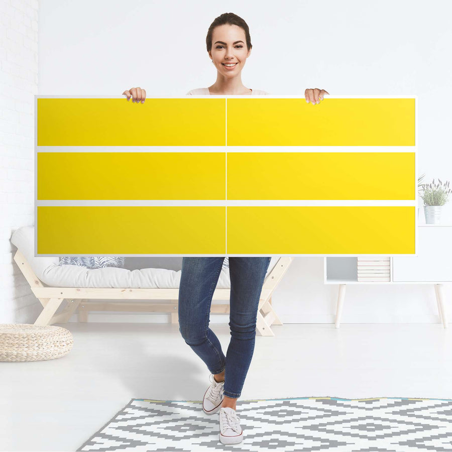 Möbelfolie Gelb Dark - IKEA Malm Kommode 6 Schubladen (breit) - Folie