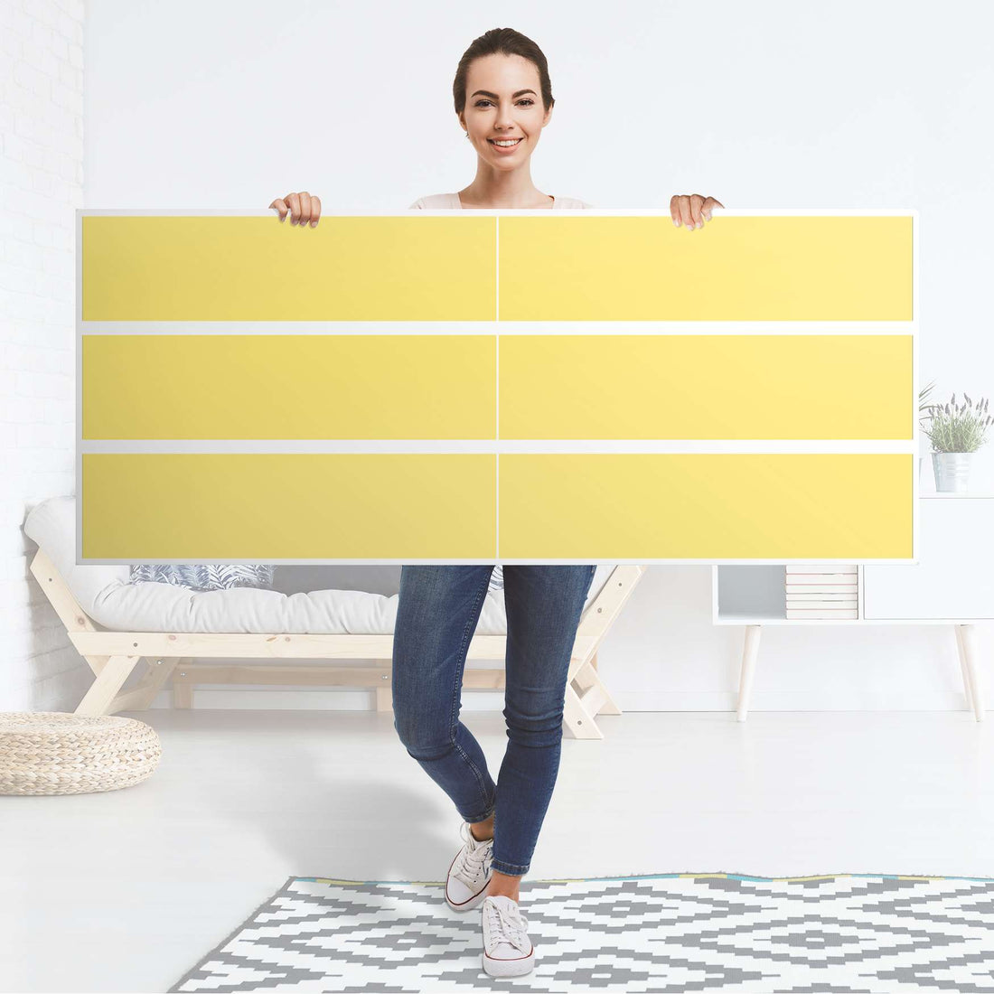 Möbelfolie Gelb Light - IKEA Malm Kommode 6 Schubladen (breit) - Folie