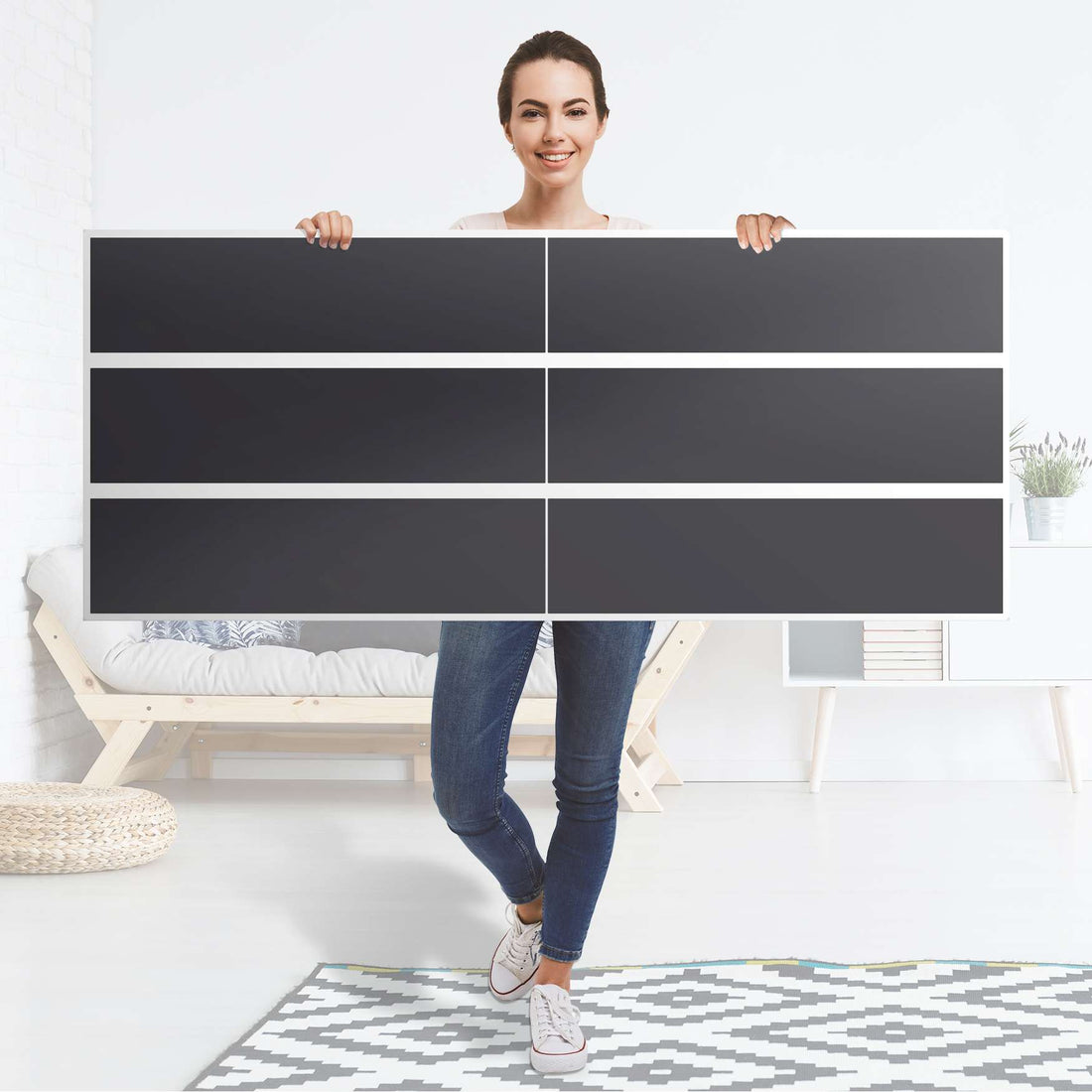Möbelfolie Grau Dark - IKEA Malm Kommode 6 Schubladen (breit) - Folie