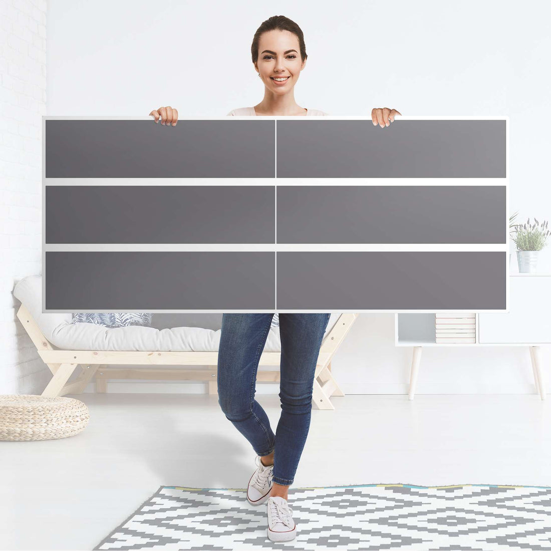 Möbelfolie Grau Light - IKEA Malm Kommode 6 Schubladen (breit) - Folie