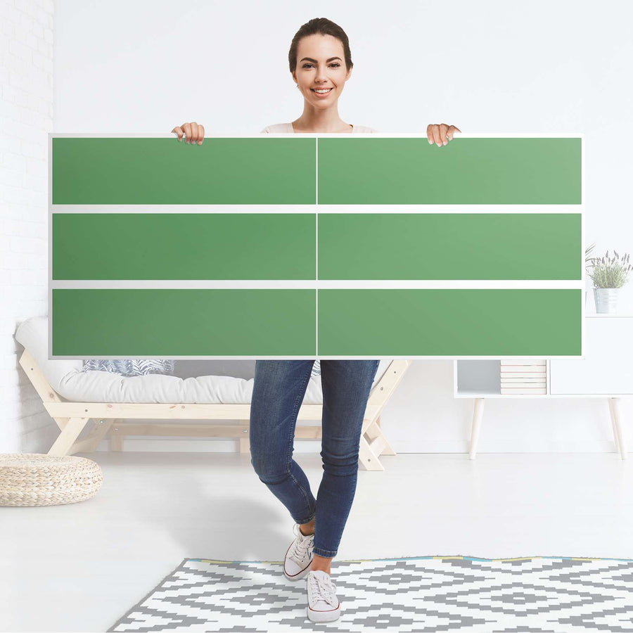 Möbelfolie Grün Light - IKEA Malm Kommode 6 Schubladen (breit) - Folie