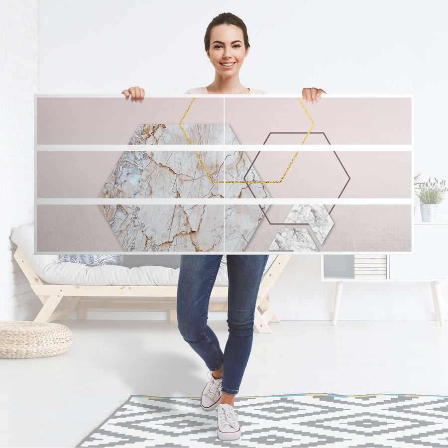 Möbelfolie Hexagon - IKEA Malm Kommode 6 Schubladen (breit) - Folie