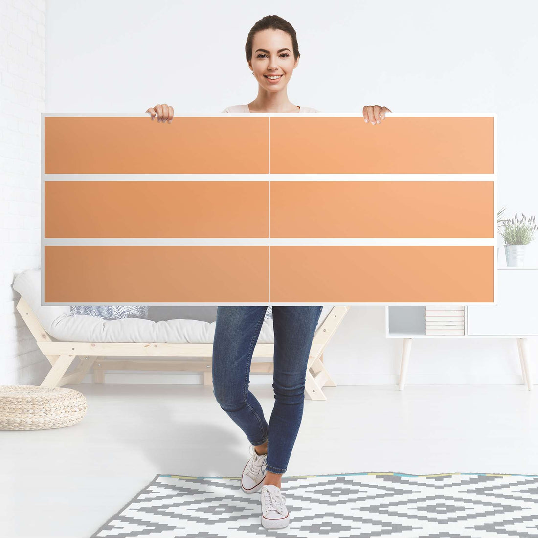 Möbelfolie Orange Light - IKEA Malm Kommode 6 Schubladen (breit) - Folie