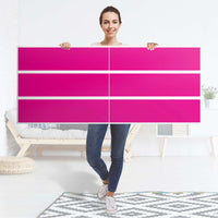 Möbelfolie Pink Dark - IKEA Malm Kommode 6 Schubladen (breit) - Folie