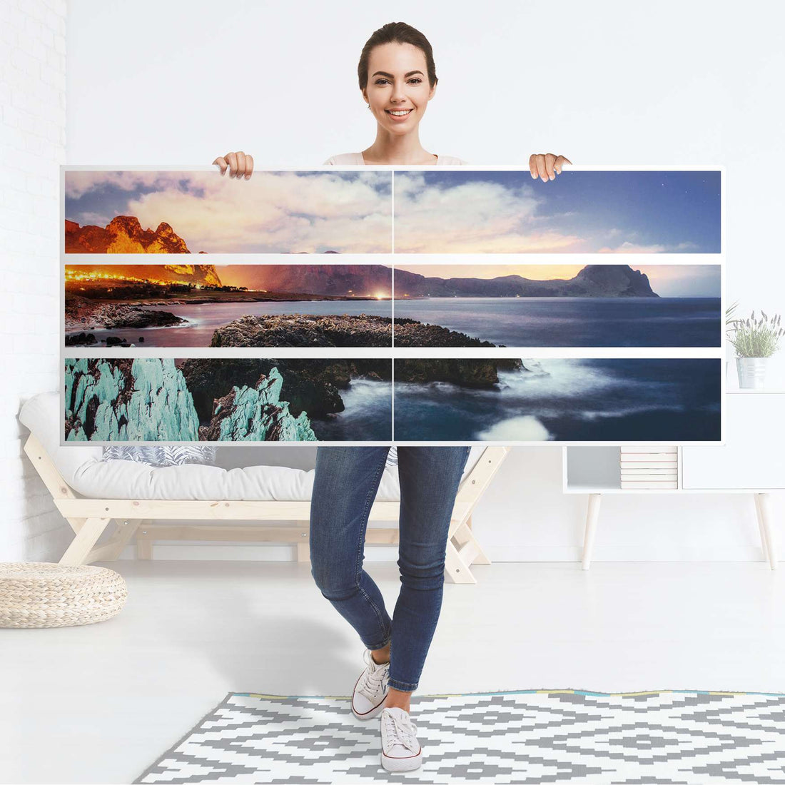 Möbelfolie Seaside - IKEA Malm Kommode 6 Schubladen (breit) - Folie