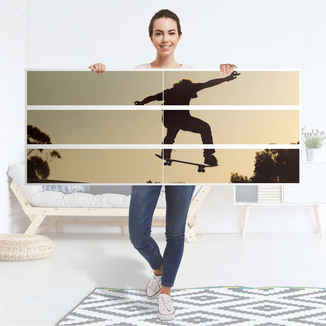 Möbelfolie Skater - IKEA Malm Kommode 6 Schubladen (breit) - Folie