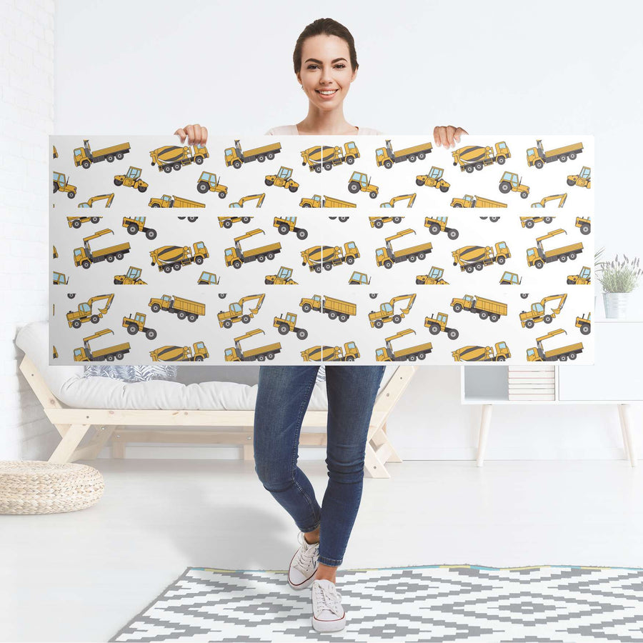 Möbelfolie Working Cars - IKEA Malm Kommode 6 Schubladen (breit) - Folie