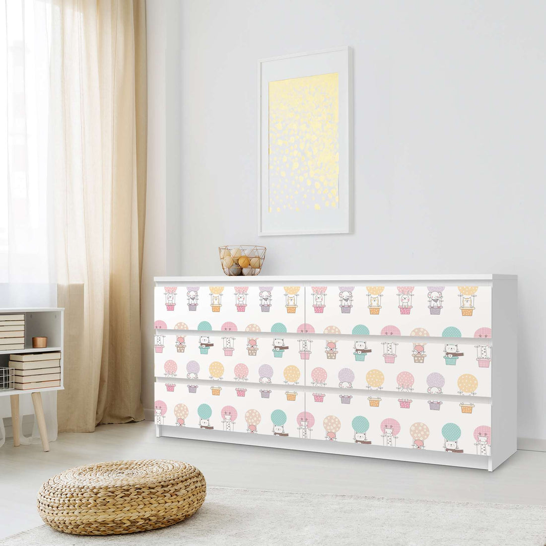 Möbelfolie Flying Animals - IKEA Malm Kommode 6 Schubladen (breit) - Schlafzimmer