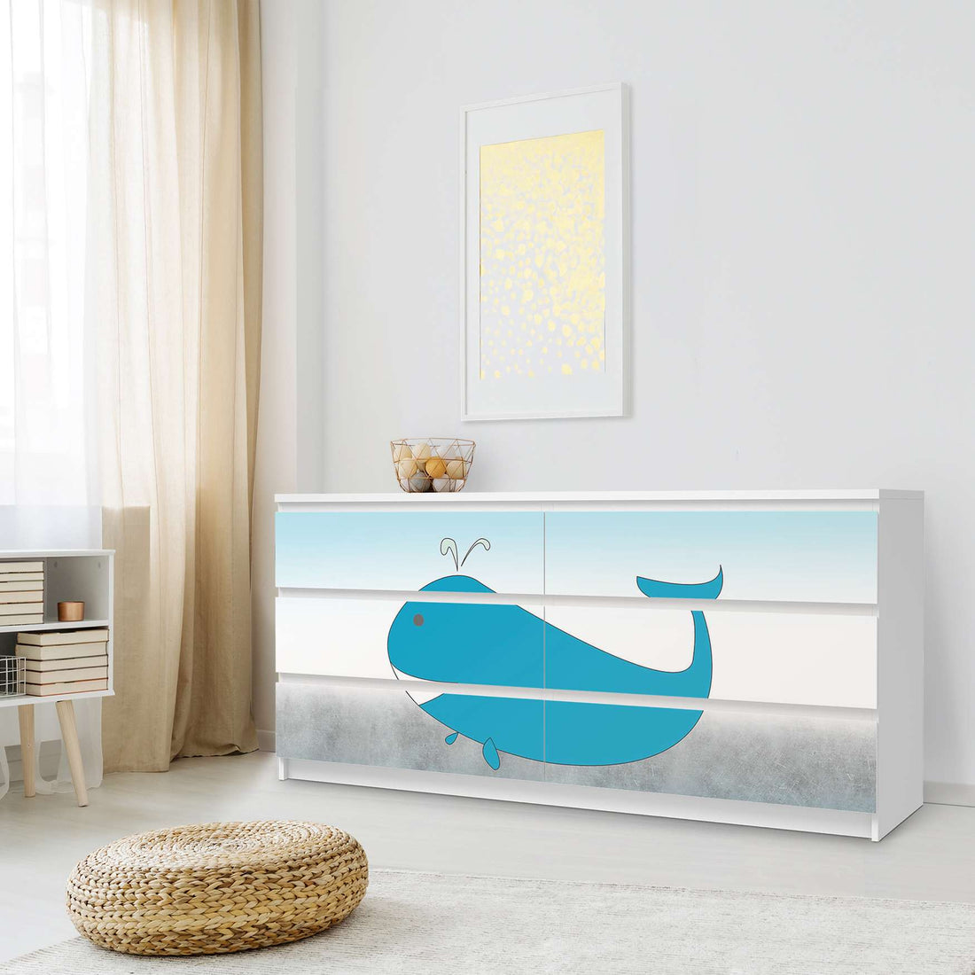 Möbelfolie Herr Wal - IKEA Malm Kommode 6 Schubladen (breit) - Schlafzimmer