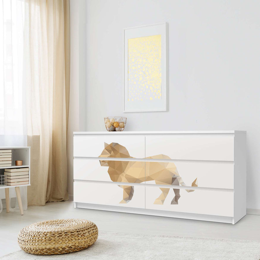 Möbelfolie Origami Lion - IKEA Malm Kommode 6 Schubladen (breit) - Schlafzimmer